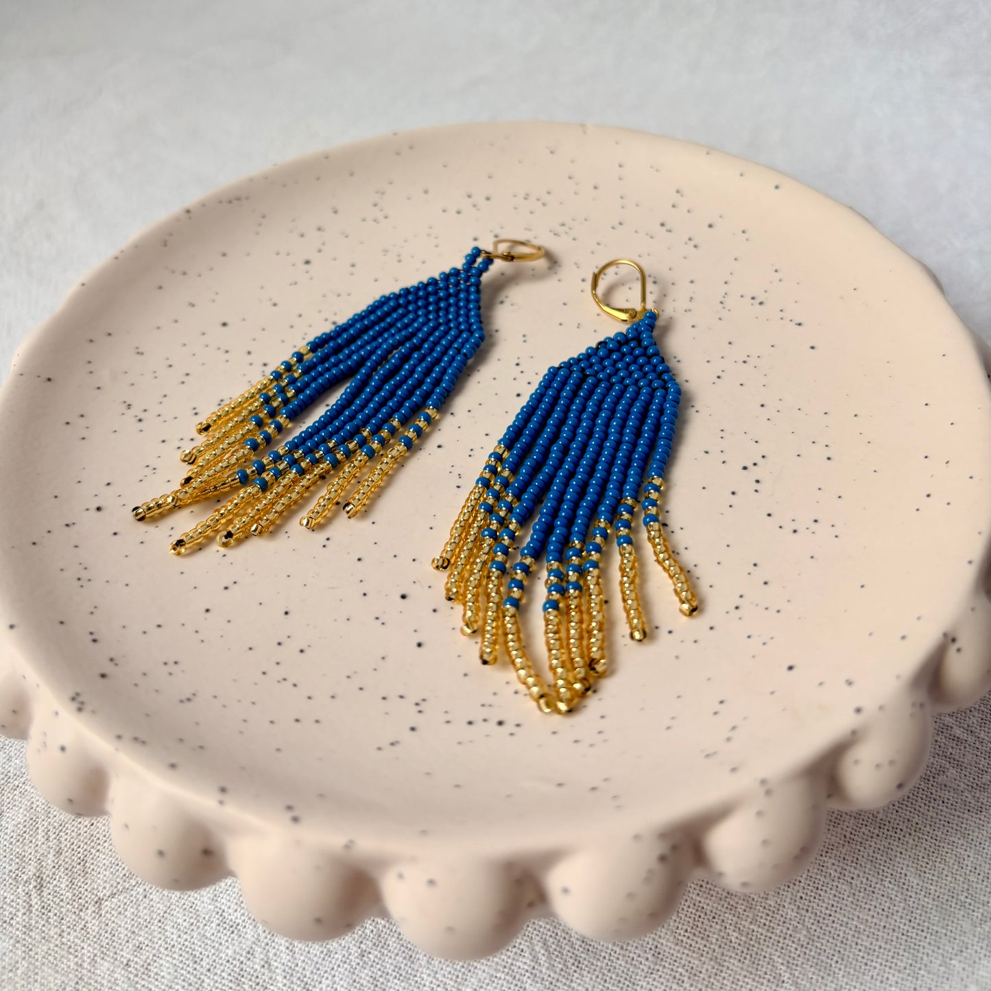 Handmade Blue and Gold Earrings